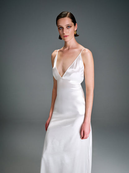 ALESSIA Satin Dress in White